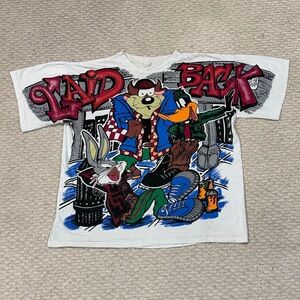 Vintage LOONEY TUNES Shirt Mens Size XL Front & Back Graphic Rare Tee Shirt